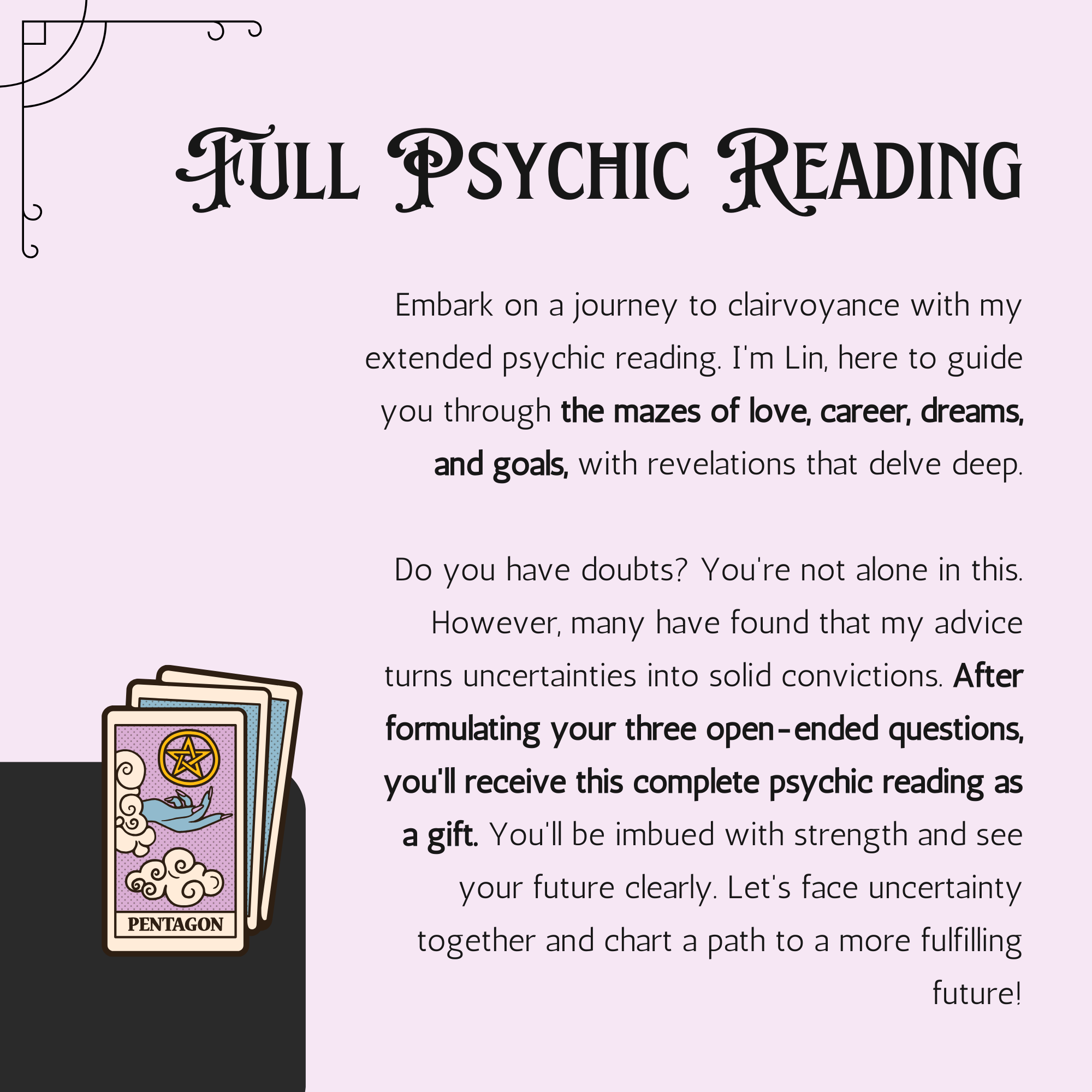 Ask 3 Open-Ended Questions + Gift (5-Page Full Psychic Reading)